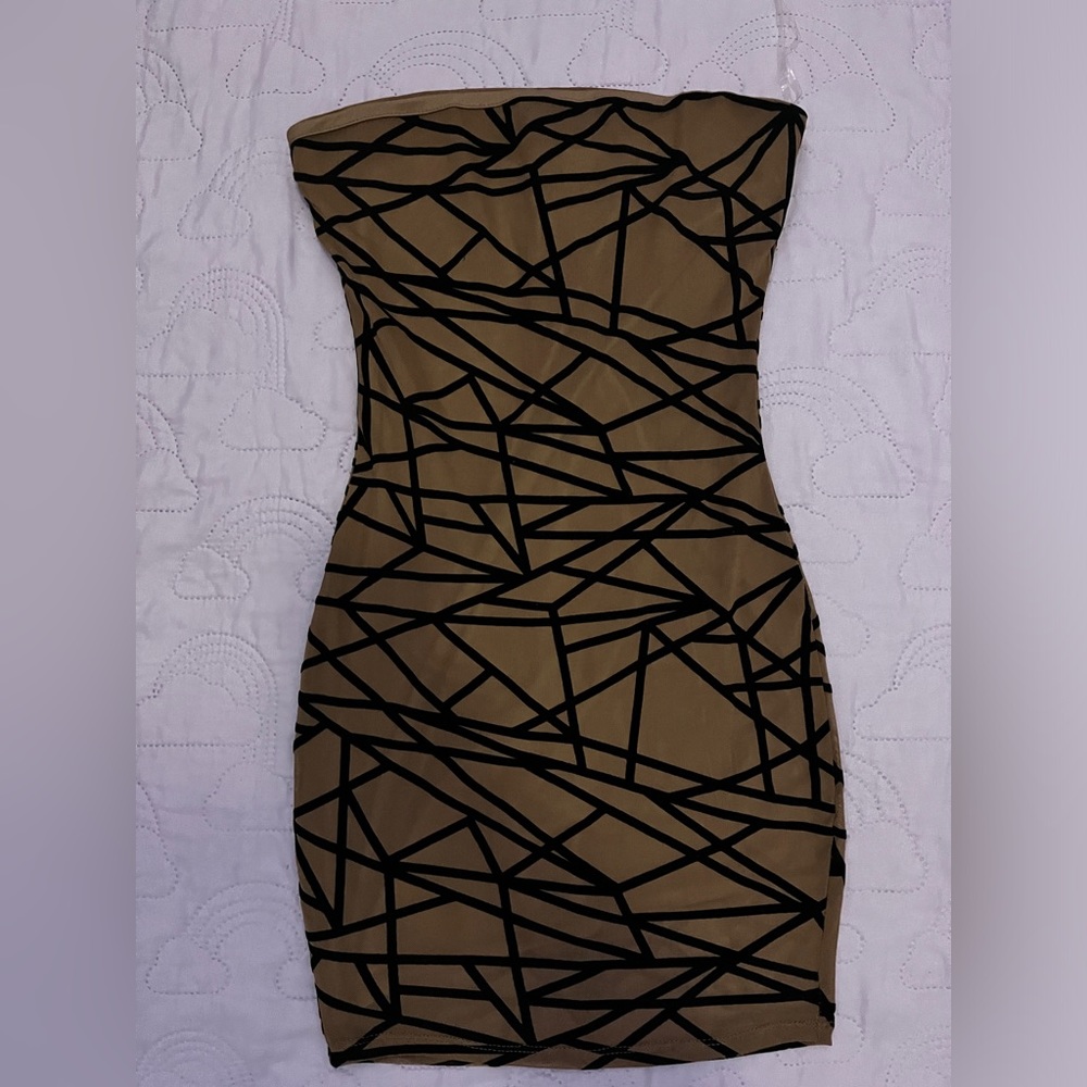 For Windsor, xs, black and brown strapless dress
